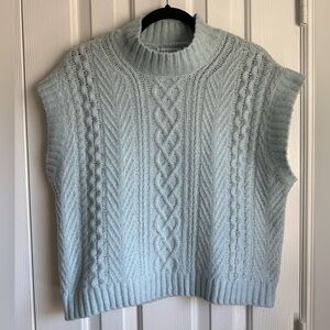 Women's Plush Baby Blue Sweater Vest Size M Cable Knit by And Now This